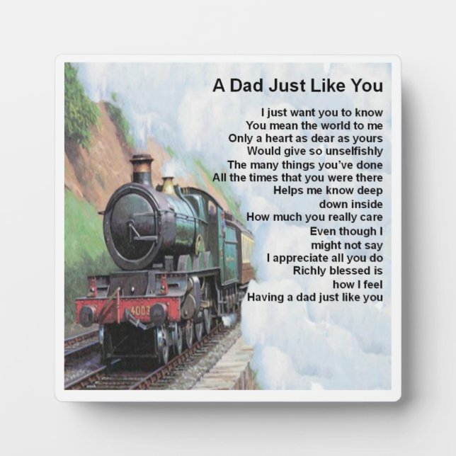 Photo Plaque de poème Papa - Conception du train (Devant)