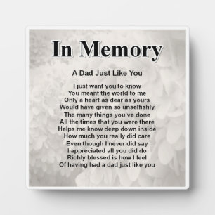Photo Plaque de poème pour papa - Conception en mémoire