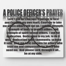 PLAQUE DE PRIÈRE D'UN POLICIER