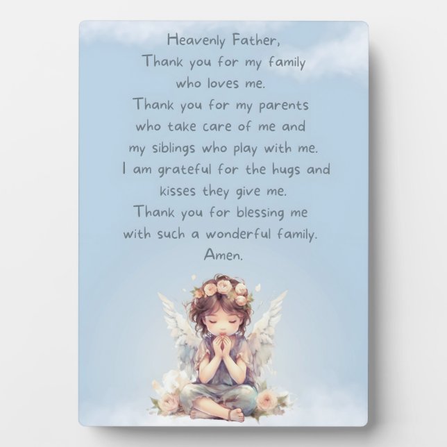 Photo Plaque de prière Merci bleu enfant (Devant)