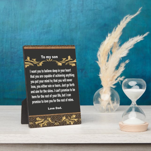 Photo Plaque de table, cadeau à mon fils, citations (Côté)