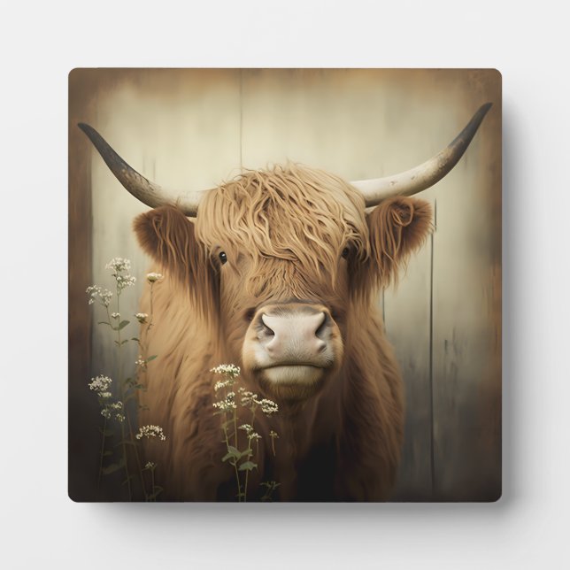 Photo Plaque de table d'une vache des Highlands (Devant)