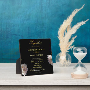 Photo Plaque de table formel noir et or avec chevalet