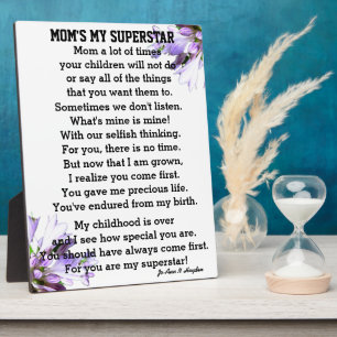 Photo Plaque de table MOMS MY SUPTER STAR avec Easel