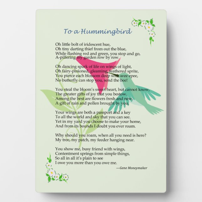 Photo Plaque des colibris (Devant)