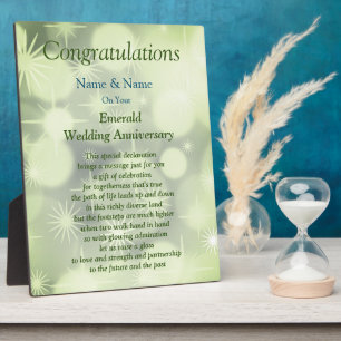 Photo Plaque du 55e anniversaire du Mariage Emerald