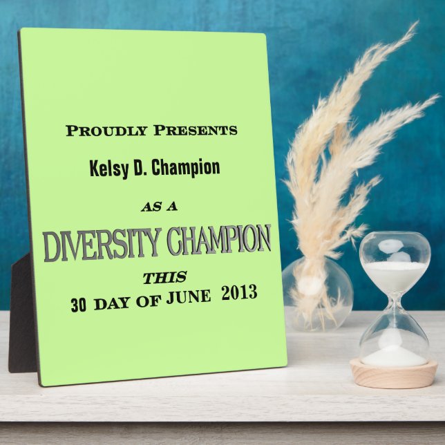 Photo Plaque du champion de la diversité (Côté)