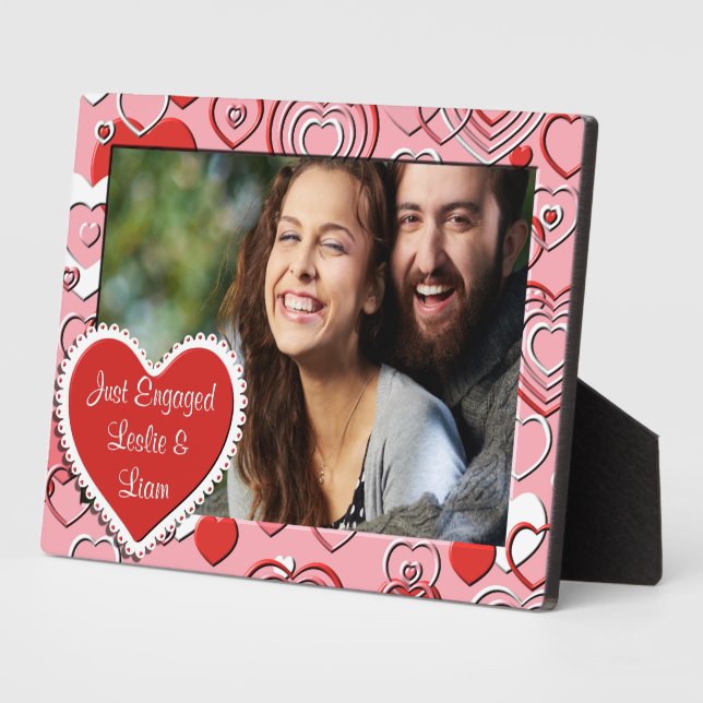 Photo Plaque - Horizontal Frame - Hearts Hearts Fotoplatte (Seite)