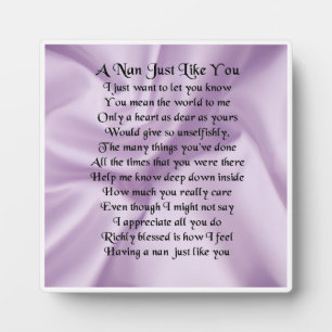 Photo Plaque Poem Nan - Lilac Silk Design