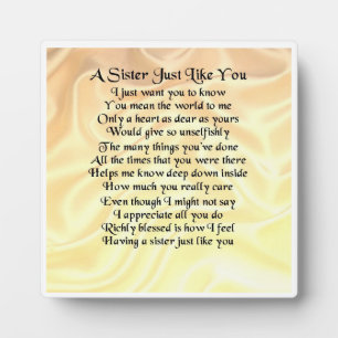 Photo Plaque Poem Soeur - Design Crème Soie