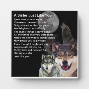 Photo Plaque Poem Soeur - Design Wolf