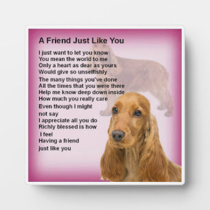 Photo Plaque poème ami - Cocker Spaniel Design