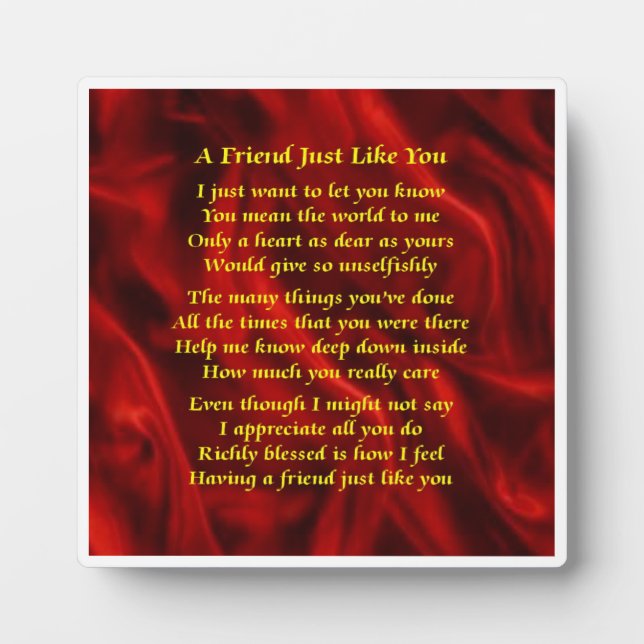 Photo Plaque poème ami - Design en soie rouge (Devant)