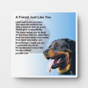 Photo Plaque poème de l'ami - Rottweiler Chien Design