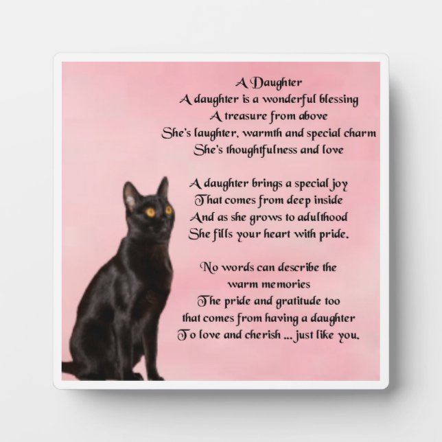 Photo Plaque poème fille - Design de chat noir (Devant)