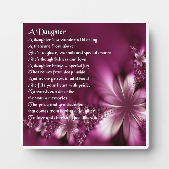 Photo Plaque poème fille - Design de fleurs (Devant)
