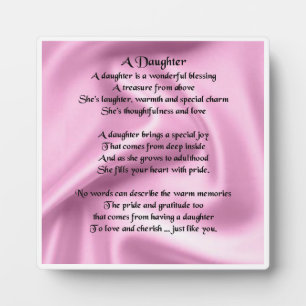 Photo Plaque poème fille - Design en soie rose