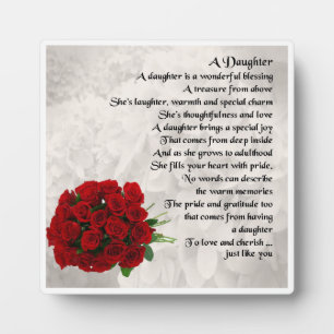 Photo Plaque poème fille - Roses rouges Design