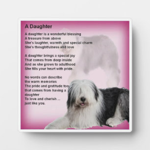 Photo Plaque poème fille - Vieux anglais Sheepdog