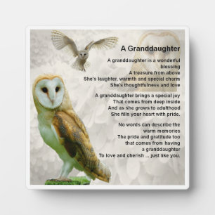 Photo Plaque Poème Grandgirl - Design de hibou