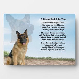 Photo Plaque poétique allemande Shepherd Chien Friend