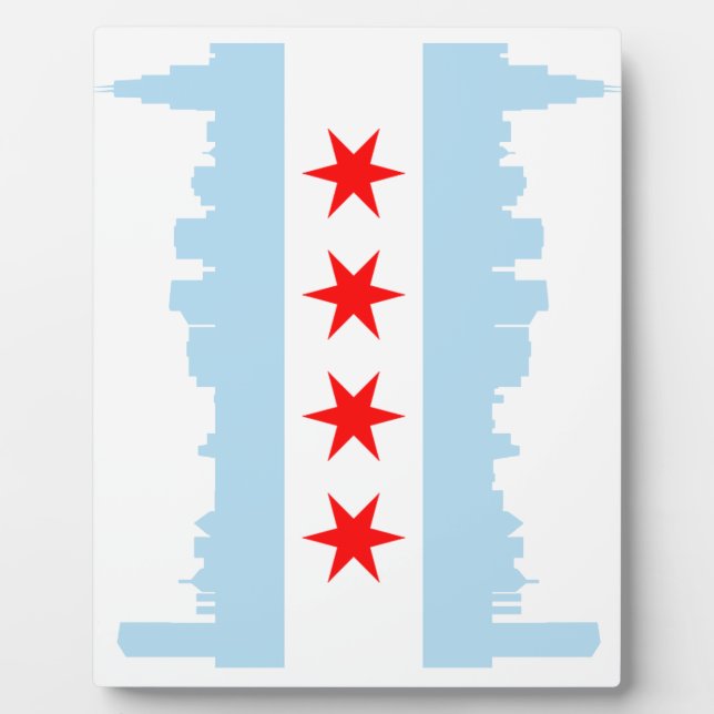 Photo Plaque Skyline du drapeau de Chicago (Devant)