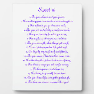 Photo Plaque "Sweet 16" 8" x 10"