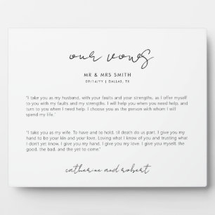 Photo Plaque Vows Mariage personnalisée moderne