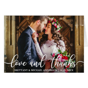 Photo plié de remerciement de mariage Love and Tha