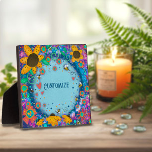 Photo Plutôt amusant Floral Bumblebee UN MOT Plaque pers