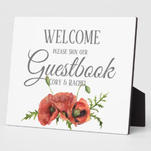 Photo Plutôt Rouge Poppies Livre d'or Tabletop Plaque