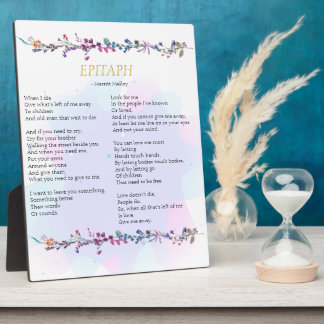 Photo Poème Epitaph Poem Tabletop Plaque