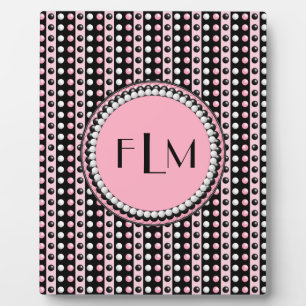 Photo Pois en bandes Plaque de monogramme