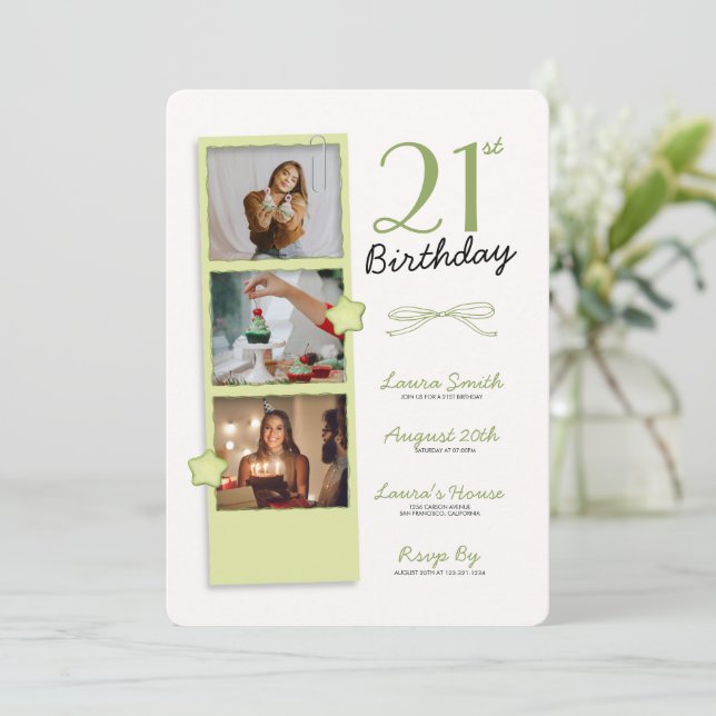 Photo polaroïde tendance Invitation d'anniversaire (Debout devant)