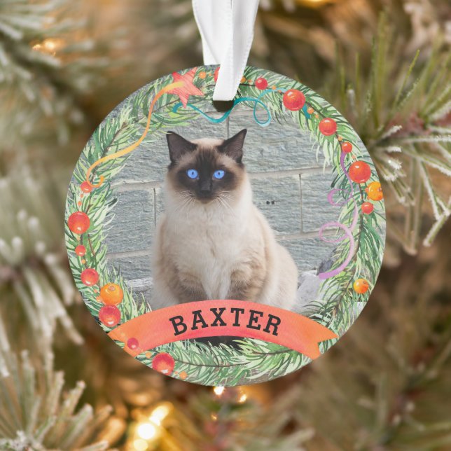 Photo pour animaux de compagnie Cat Berry Wreath C (Arbre)