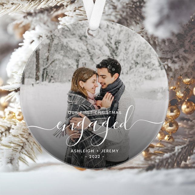 Photo Premier Noël Fiancés Script Blanc (Créateur téléchargé)