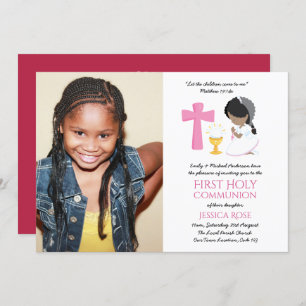 PHOTO Première Sainte Communion Invitations Black 