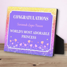 Princesse ! Plaque de table personnalisée amusante