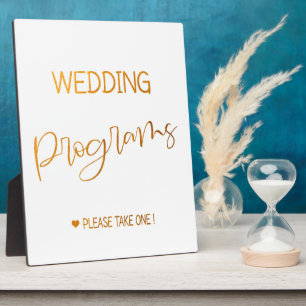 Photo Programmes de mariage signer Gold Tabletop Plaque