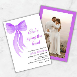 Photo Purple Bow Shes Tying the Knot Bridal Shower Einladung
