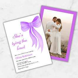 Photo Purple Bow Shes Tying the Knot Bridal Shower Einladung