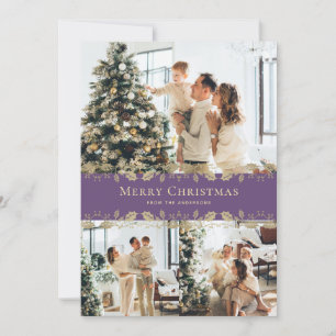 Photo Purple Gold Botanique Joyeux Noël Carte