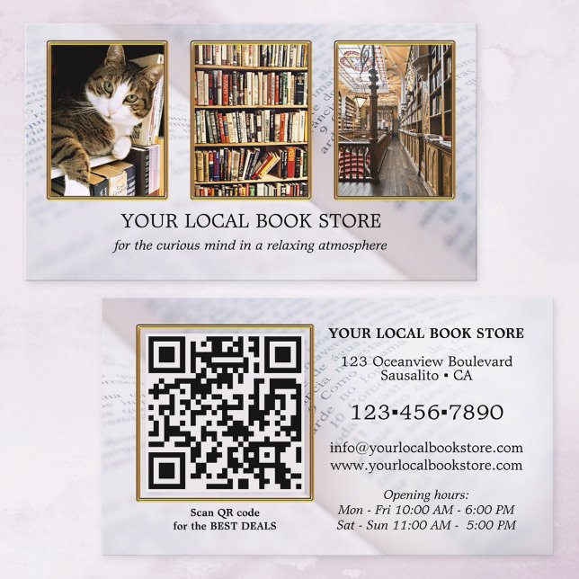 Photo QR Code Books Carte de visite de détail (Créateur téléchargé)