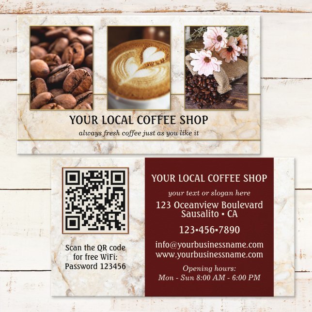 Photo QR Code Coffee Shop Carte de visite (Créateur téléchargé)