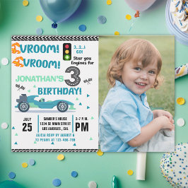 Photo Race Car • 3rd Birthday Racing Party Einladung