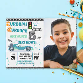 Photo Race Car • 5th Birthday Racing Party Einladung
