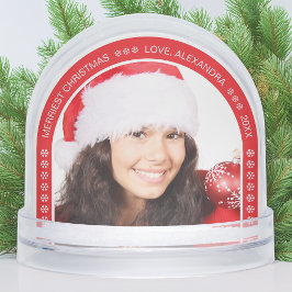 Photo Red Arch Merriest Christmas White Snowflakes Schneekugeln