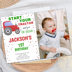 Photo Red Tractor Invitations d'anniversaire