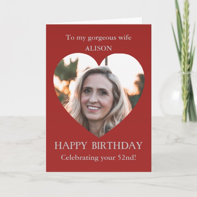 Photo romantique Carte d'anniversaire femme | 52e  (Devant)