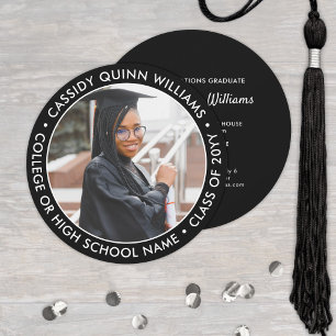 Photo ronde noir et blanc Invitation à la graduati
